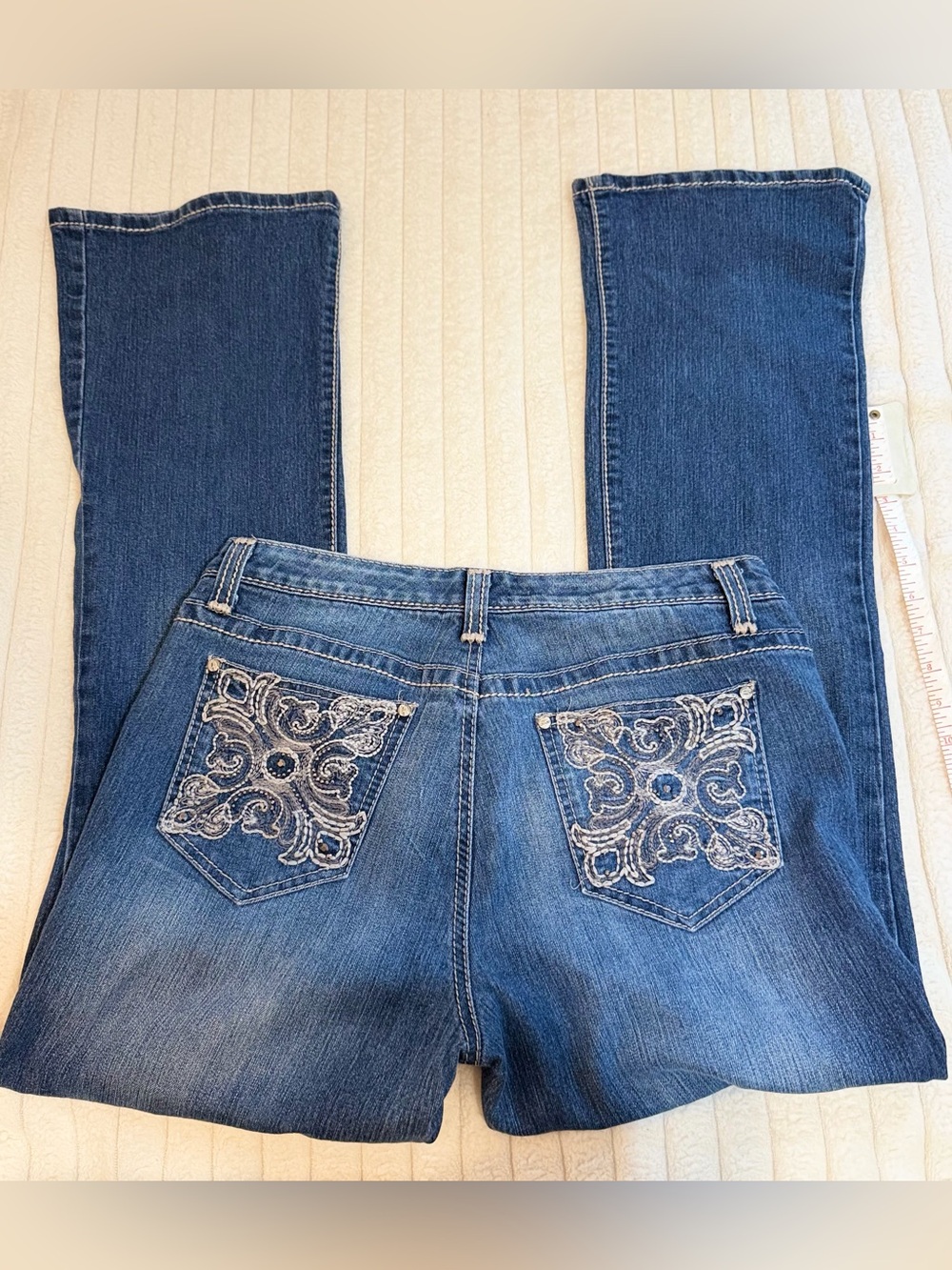 Nine West Dark Blue Embroidered Boot Cut Jeans